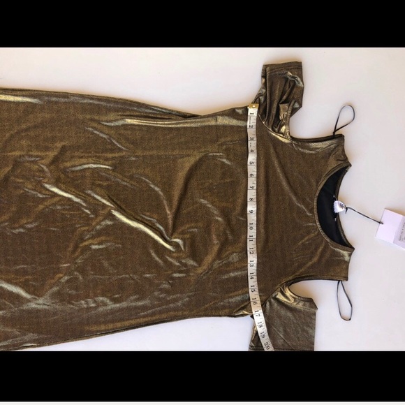 NWT Nasty Gal Gold Cold Shoulder Mini Dress - Picture 7 of 8